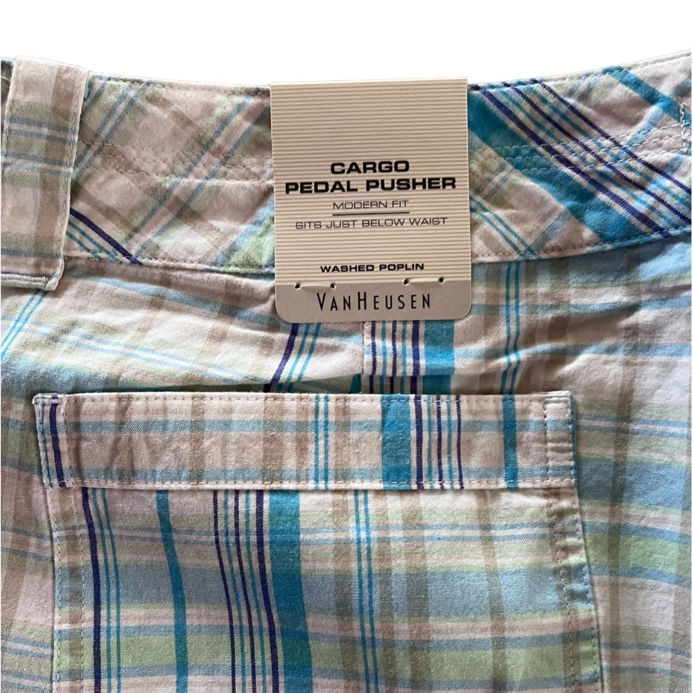 NWT VAN HEUSEN Plaid Cargo Modern Fit Pedal Pushers Cropped Size 12 - Picture 3 of 9